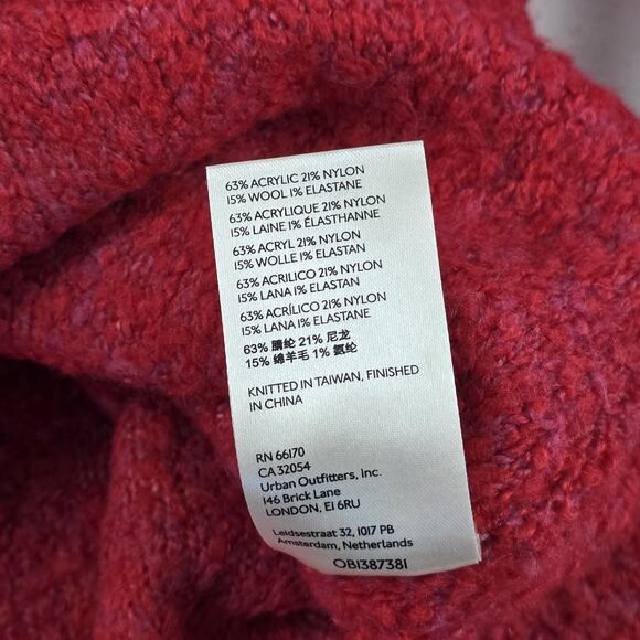 Free People Sweater Womens Small Red Boucle Knit Boat Neck Oversized Pullover - Picture 9 of 16